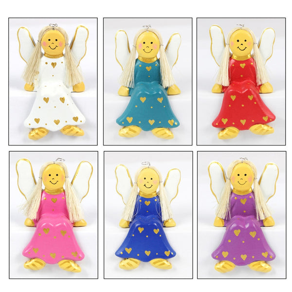 Handmade Wooden Angel Shelf Sitter in Various Colours