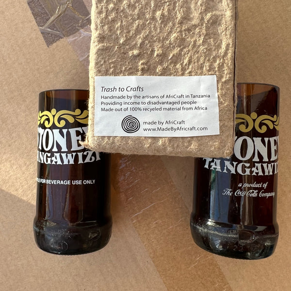 Pair of Upcycled Tangawizi Bottle Tumblers