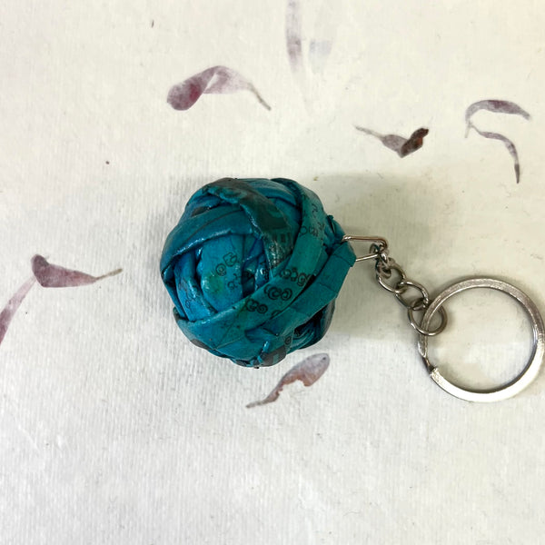 Recycled Newspaper Ball Keyring