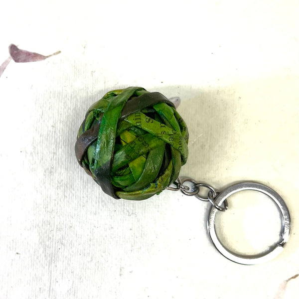 Recycled Newspaper Ball Keyring