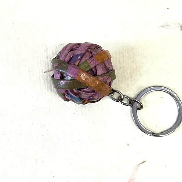 Recycled Newspaper Ball Keyring