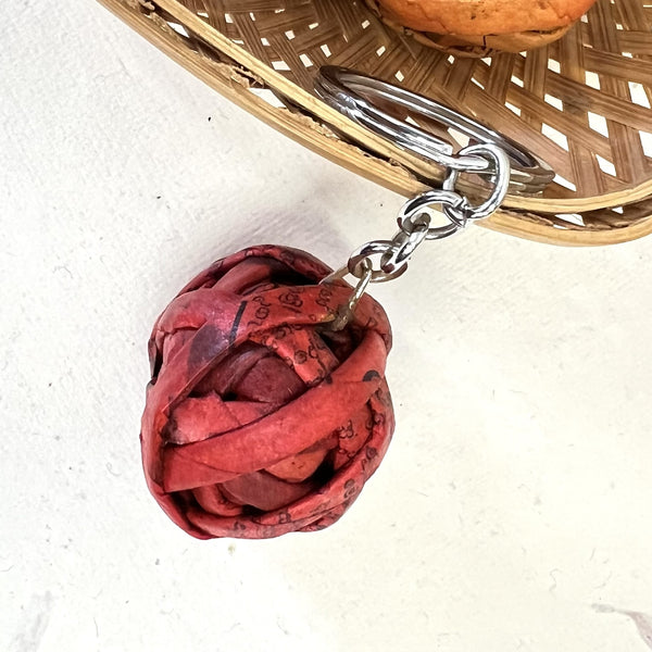 Recycled Newspaper Ball Keyring
