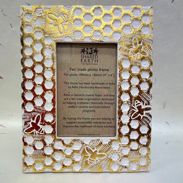 Honeycomb and Bee Mango Wood Picture Frame