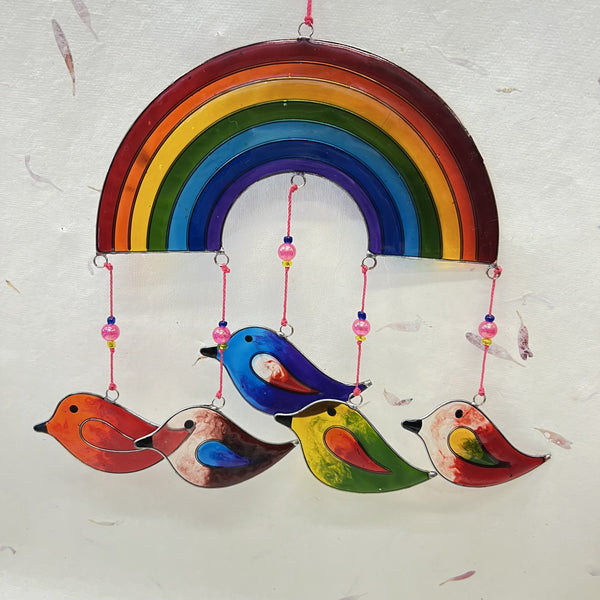 Rainbow with a Heart, an Angel or 5 Birds Suncatchers
