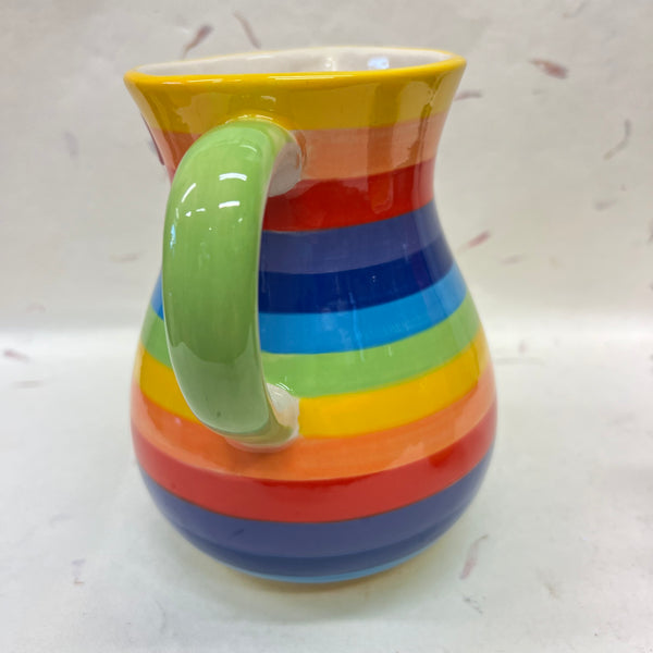 Large Handpainted Ceramic Rainbow Stripe Jug
