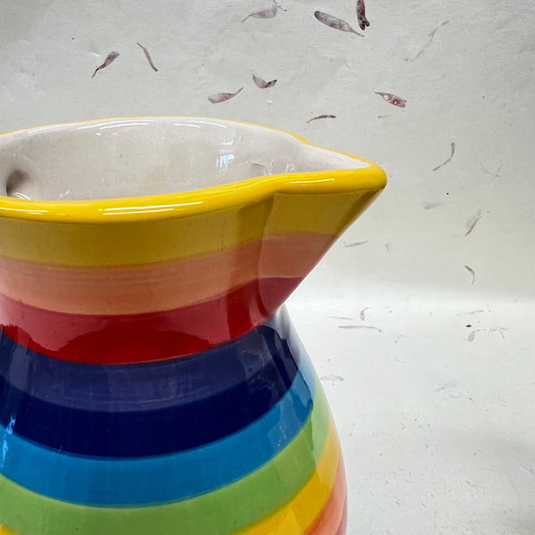Large Handpainted Ceramic Rainbow Stripe Jug