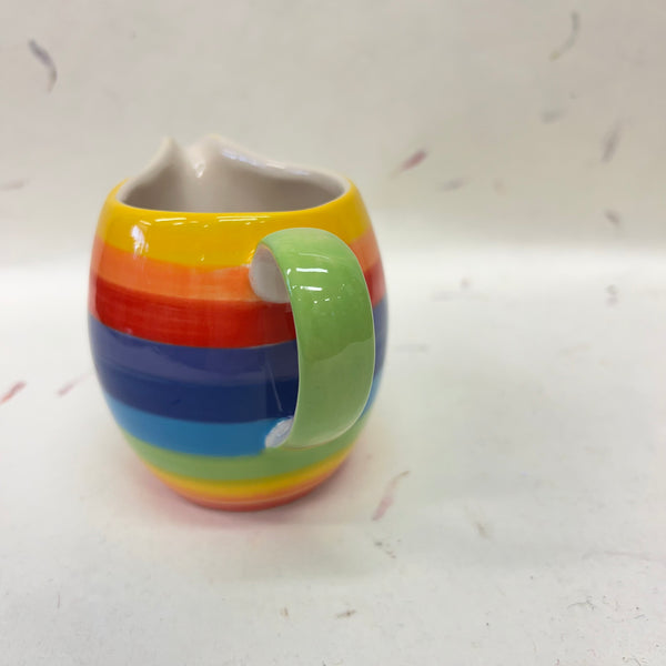 Small Handpainted Ceramic Rainbow Stripe Jug