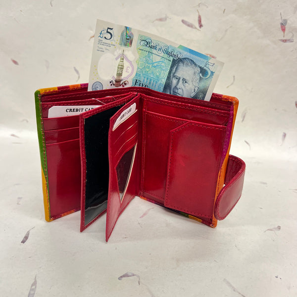 Hand Painted Rainbow Leather Wallet