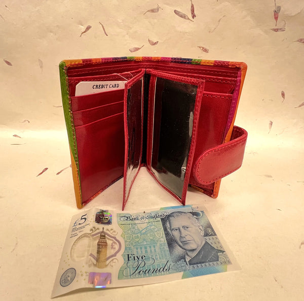 Hand Painted Rainbow Leather Wallet
