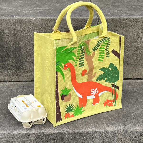 Yellow Brontosaurus Jute Bag