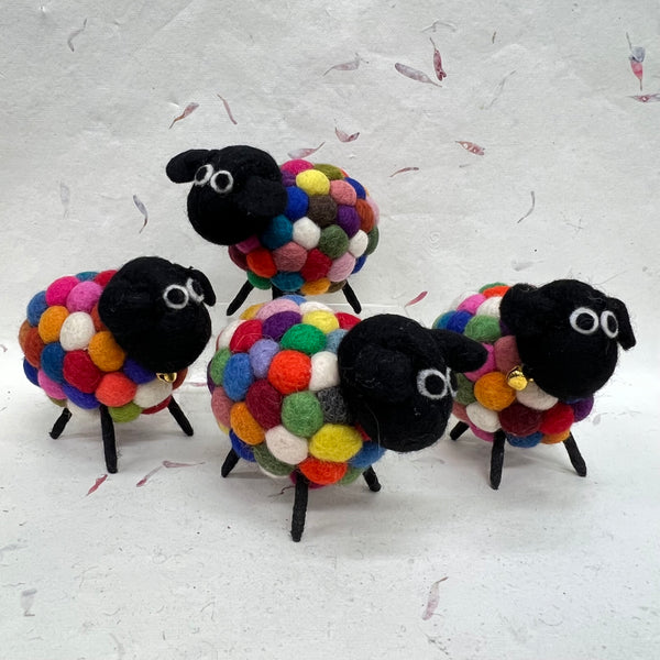 Multicoloured Felt Ball Sheep