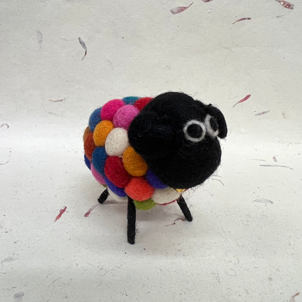 Multicoloured Felt Ball Sheep