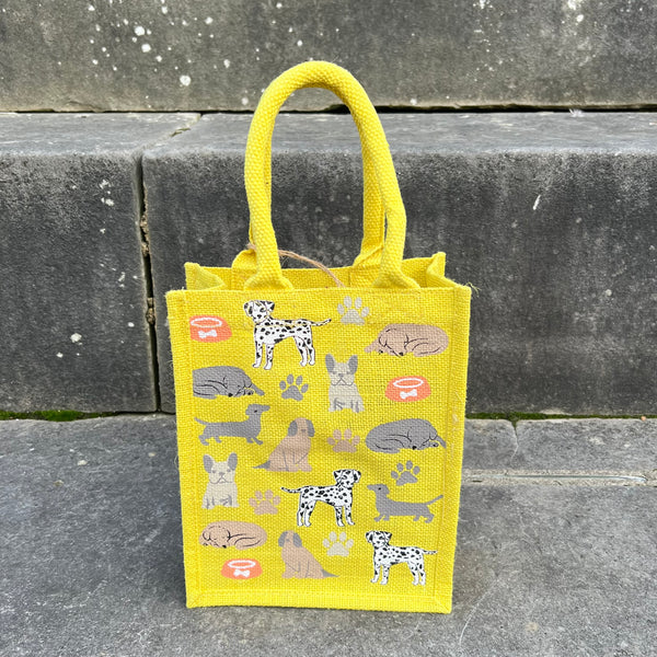 Dogs Small Yellow Fair Trade Jute Bag