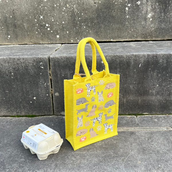 Dogs Small Yellow Fair Trade Jute Bag
