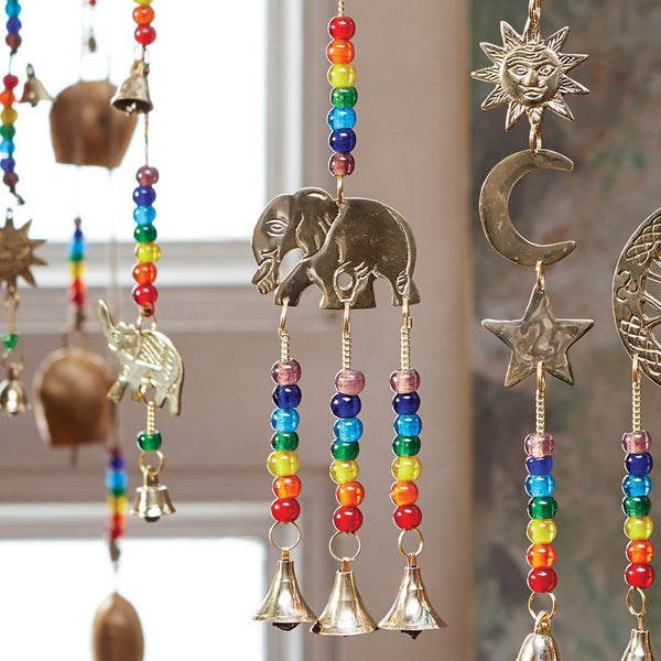 Elephant with Bells and Rainbow Beads Windchime
