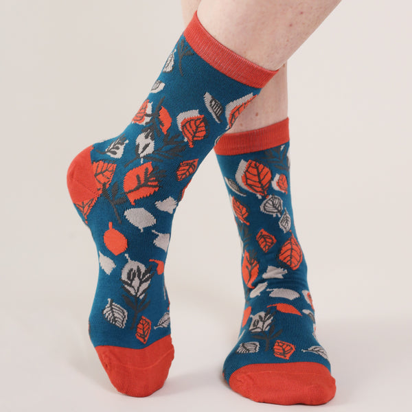 Shades of Blue Greens Bamboo Socks 4 - 8