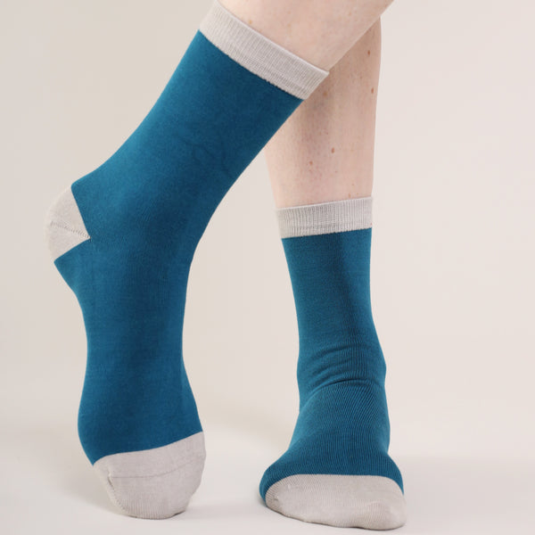 Shades of Blue Greens Bamboo Socks 4 - 8