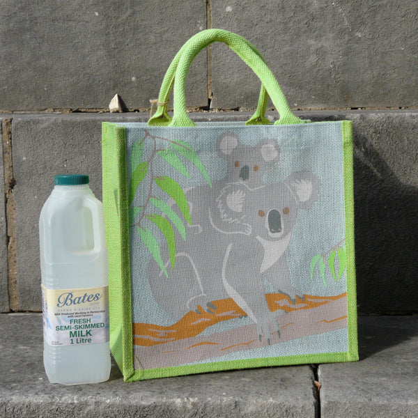 Koala with Baby on Branch Reusable Fair Trade Jute Bag