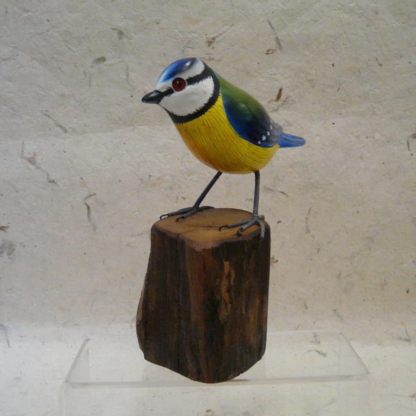 Blue Tit - Hand-carved Painted Wooden Bird