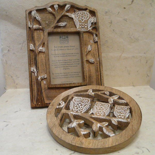 Three Owls Mango Wood Trivet