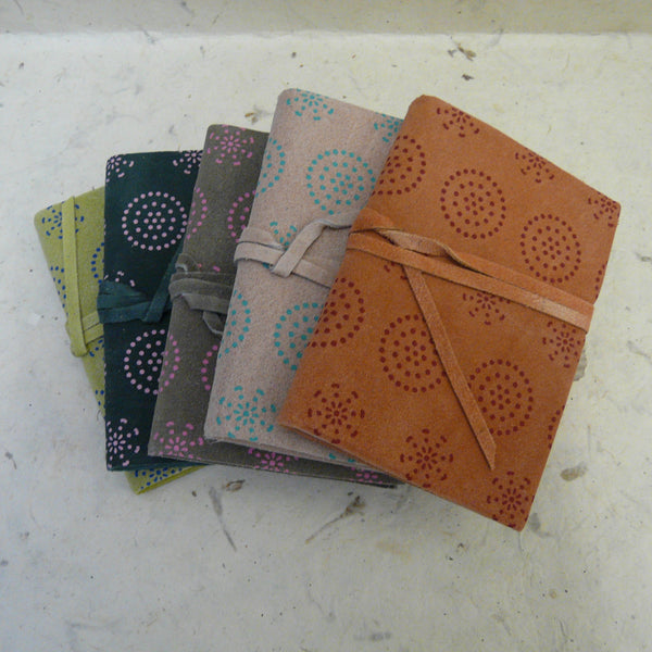 Dusky Pink Suede Printed Notebook