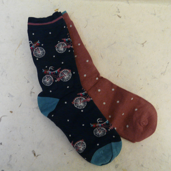 Velma Bicycle Socks in a bag (Pack of 2) size 4 - 7