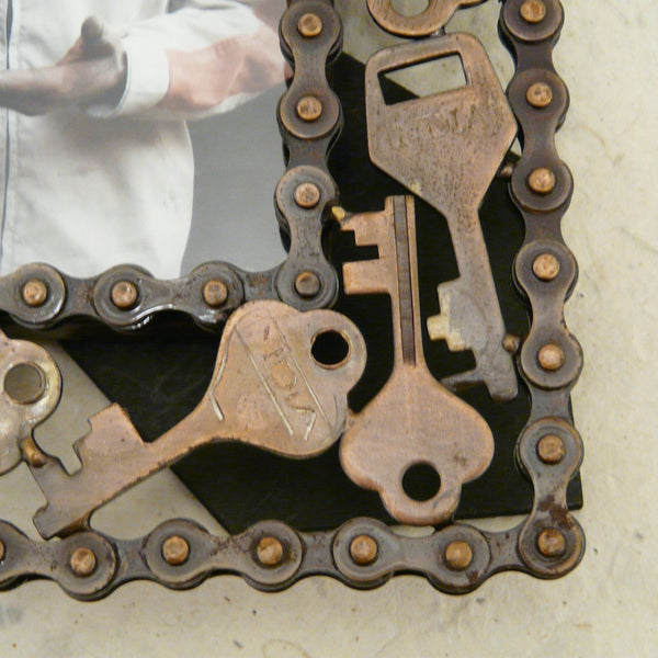 Recycled Keys and Bike Chain Picture Frame