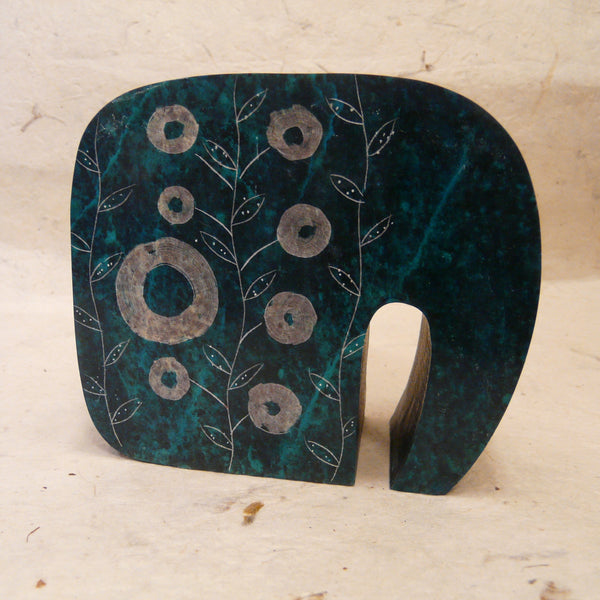 Pair of Turquoise Soapstone Elephant Bookends