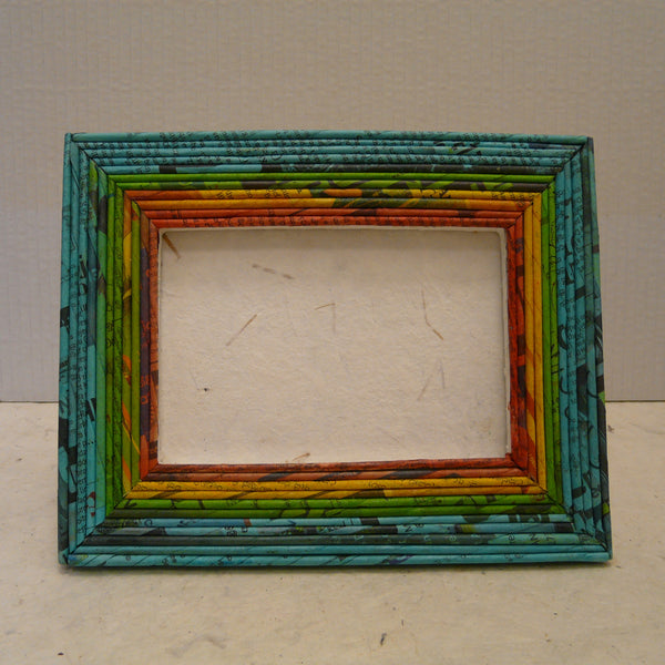 Recycled Newspaper Picture Frame Turquoise/Green/Yellow/Red