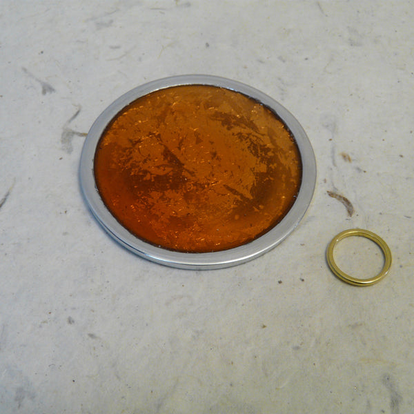 Set of 4 Orange Aluminium Coasters in Holder
