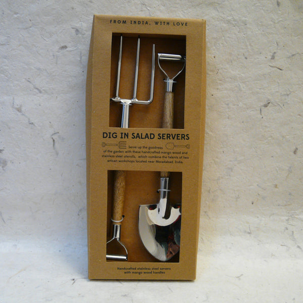 Pair of Handmade 'Dig In' Salad Servers
