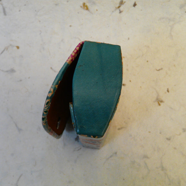 Turquoise Floral Fair Trade Leather Glasses Case