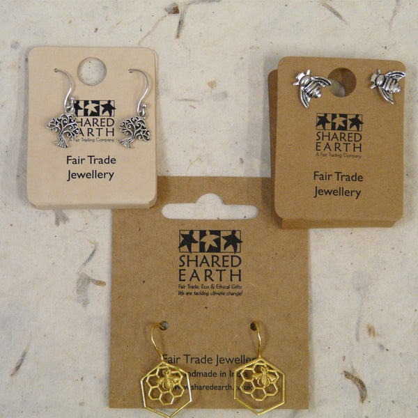 Silver Coloured Fair Trade Tree of Life Earrings