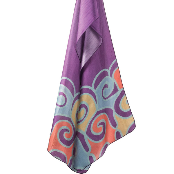 Hand Printed Fair Trade Swirl Pattern Silk Scarves
