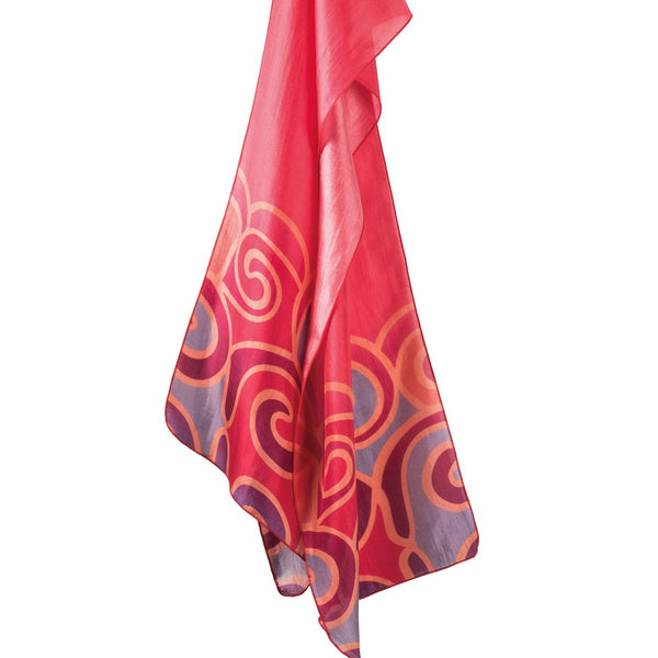 Hand Printed Fair Trade Swirl Pattern Silk Scarves