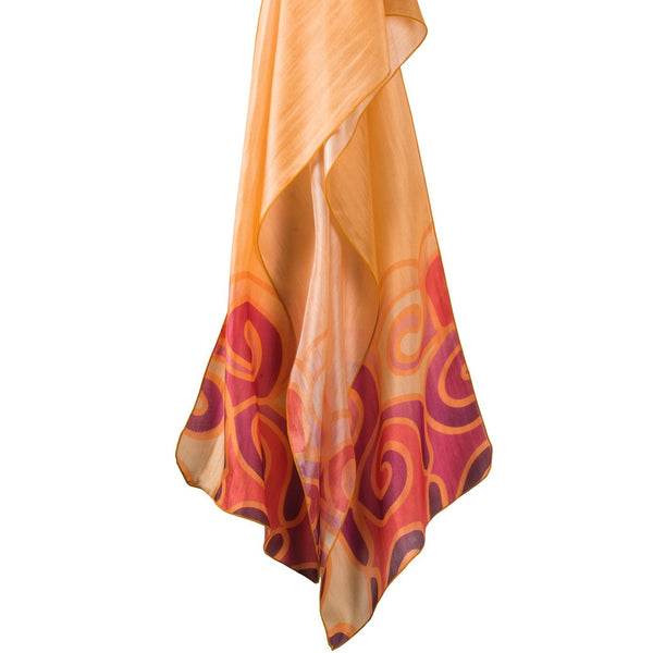 Hand Printed Fair Trade Swirl Pattern Silk Scarves