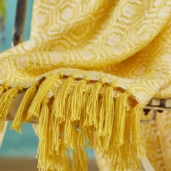 Recycled Bottles Yellow Honeycomb Throw 125x150cms