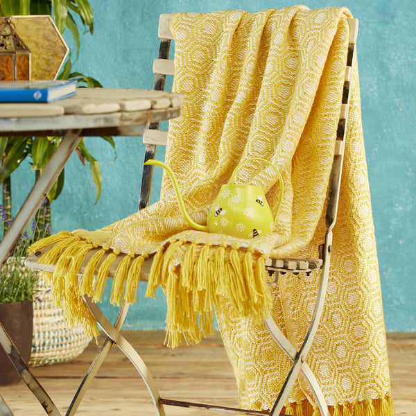 Recycled Bottles Yellow Honeycomb Throw 125x150cms