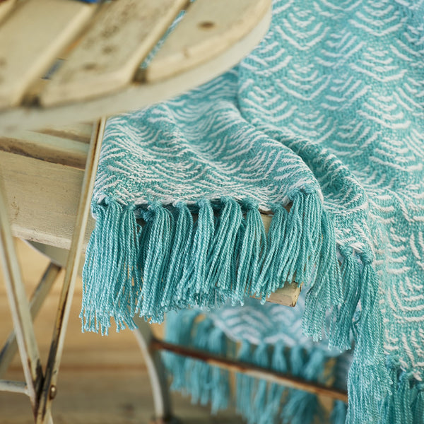 Recycled Bottles Aqua Blue Waves Throw 125x150cms