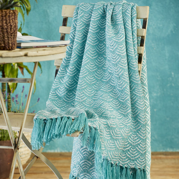 Recycled Bottles Aqua Blue Waves Throw 125x150cms