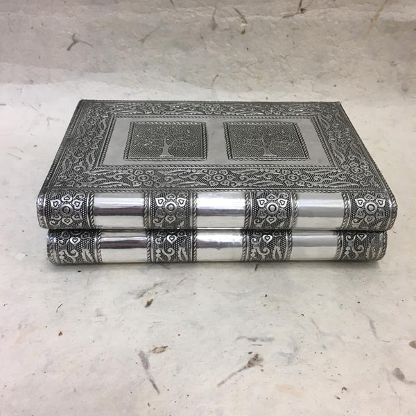 Tree of Life Embossed Aluminium Silver Finish Jewellery Box
