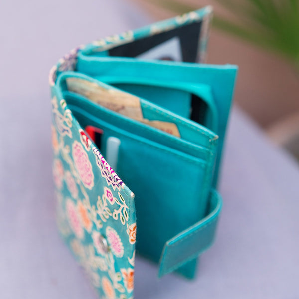 Handpainted Amala Floral Leather Wallet