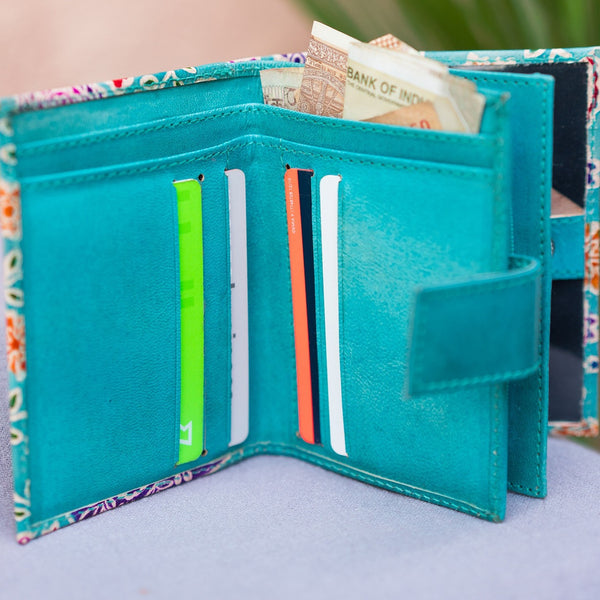 Handpainted Amala Floral Leather Wallet