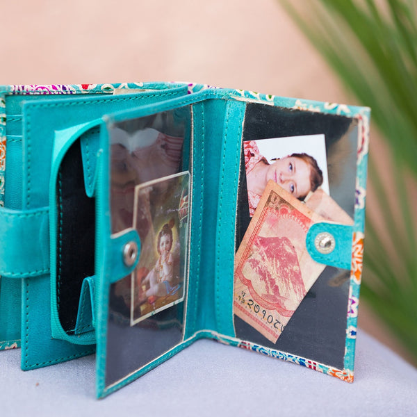 Handpainted Amala Floral Leather Wallet