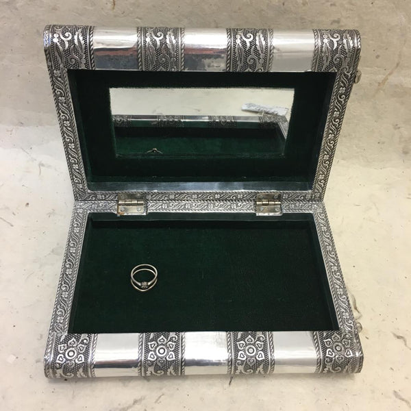 Tree of Life Embossed Aluminium Silver Finish Jewellery Box