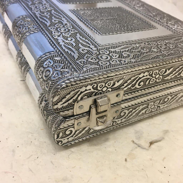 Tree of Life Embossed Aluminium Silver Finish Jewellery Box