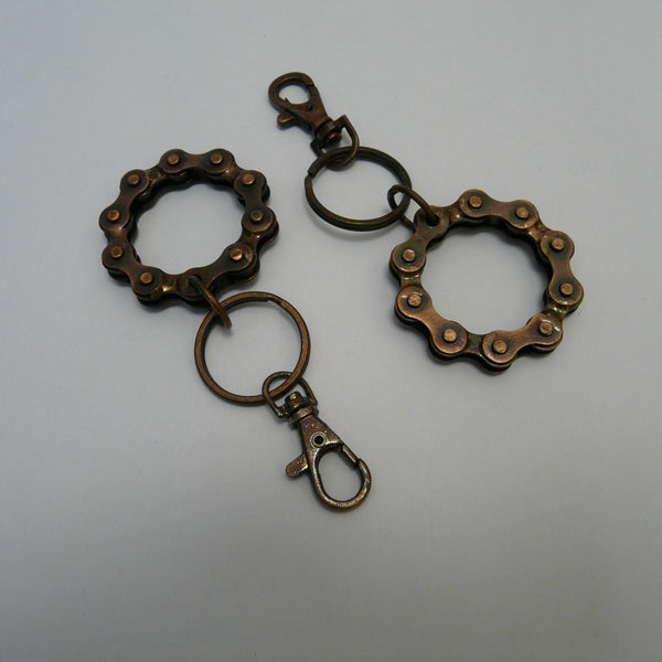 539-Two-fair-trade-handmade-upcycled-bronze-brown-bike-bicycle-chain-circle-keyholders