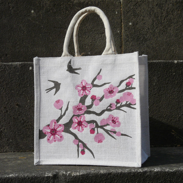 fair-trade-jute-shopping-bag-square-white-pink-cherry-blossom-swallows