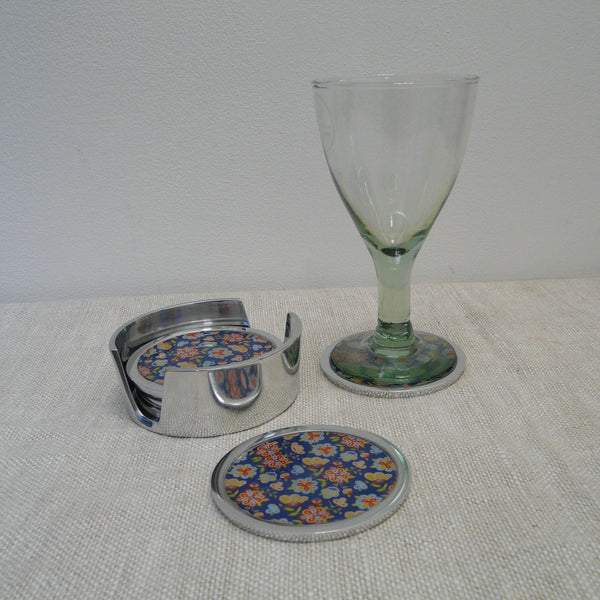 P1110189-Fair-Trade-Recycled-Aluminium-Flower-Coaster-Set-Holder-with-2-glass-blue