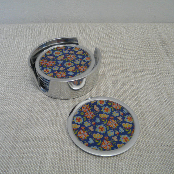 P1110190-Fair-Trade-Recycled-Aluminium-Flower-Coaster-Set-Holder-with-1-coaster-Blue